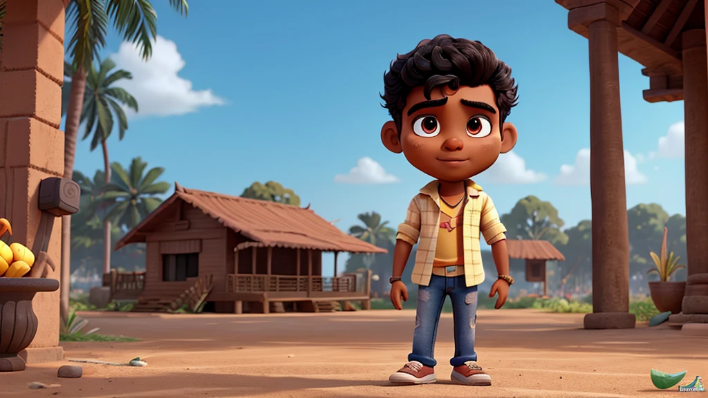 young Tamil man in his early 20s, Tamil movie hero in Pixar style