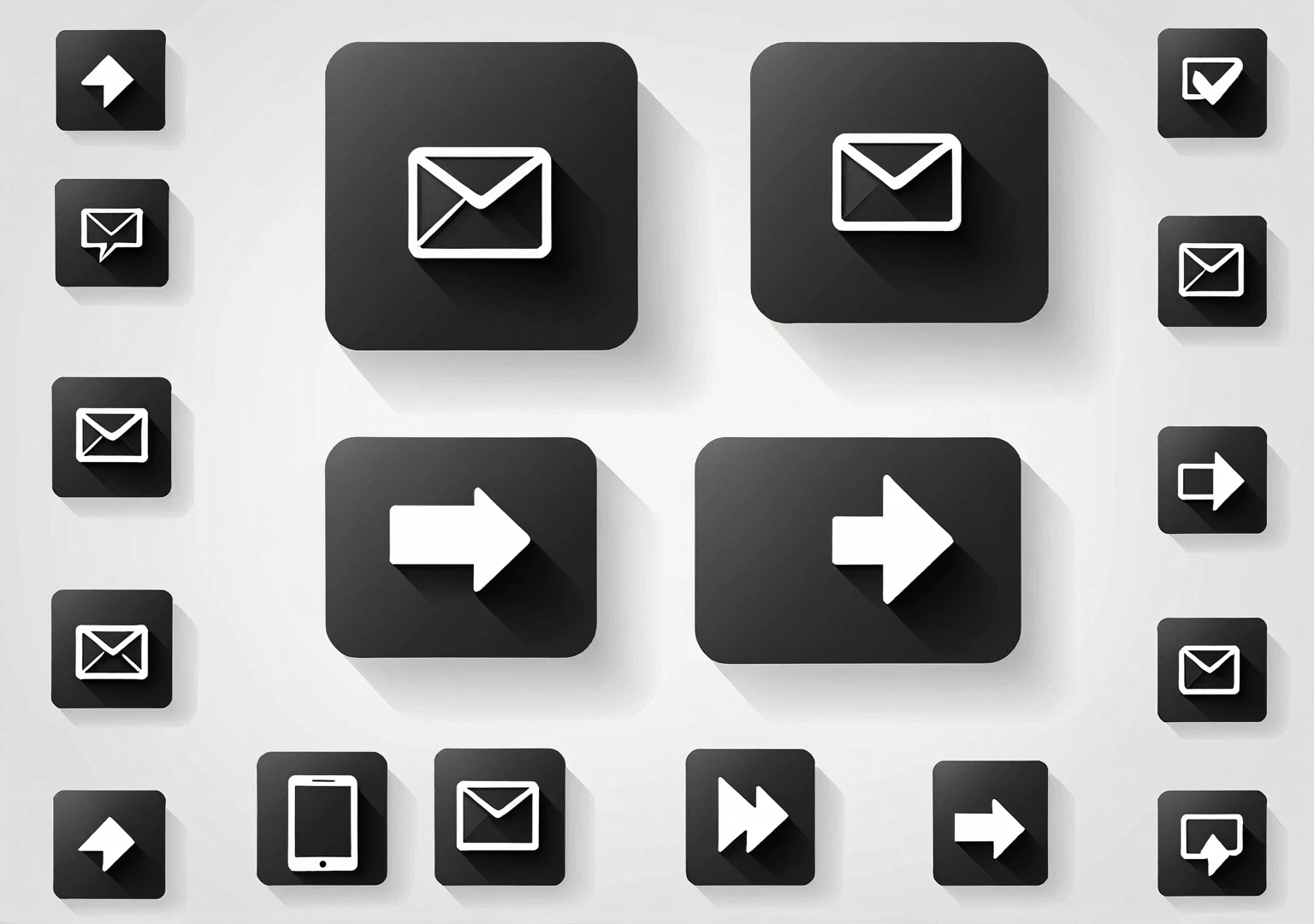 vector of  icon set thin Square for  like , comment, share , save, 2d vector button , black solid color , keep illustration simple 