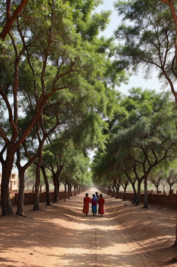 Many rajasthani people cuted down with trees, blood flowing on ground
