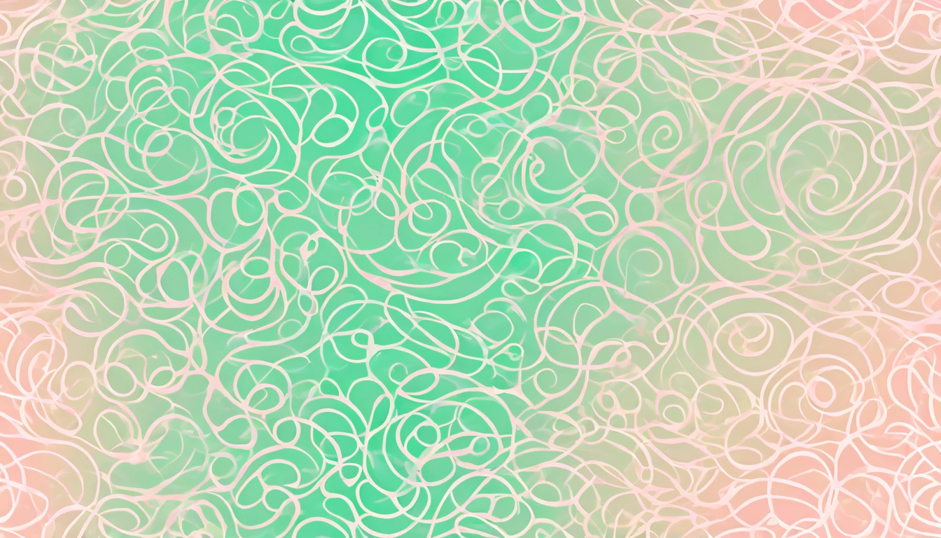 "Generate a 2D gift wrap pattern with abstract flowing lines in soft pastel colors like pink, peach, and mint green. The lines should create a calming and soothing effect, perfect for a delicate and elegant presentation. Include round shapes and incorporate a generous amount of blurry bokeh lights to add depth and a dreamy visual interest."