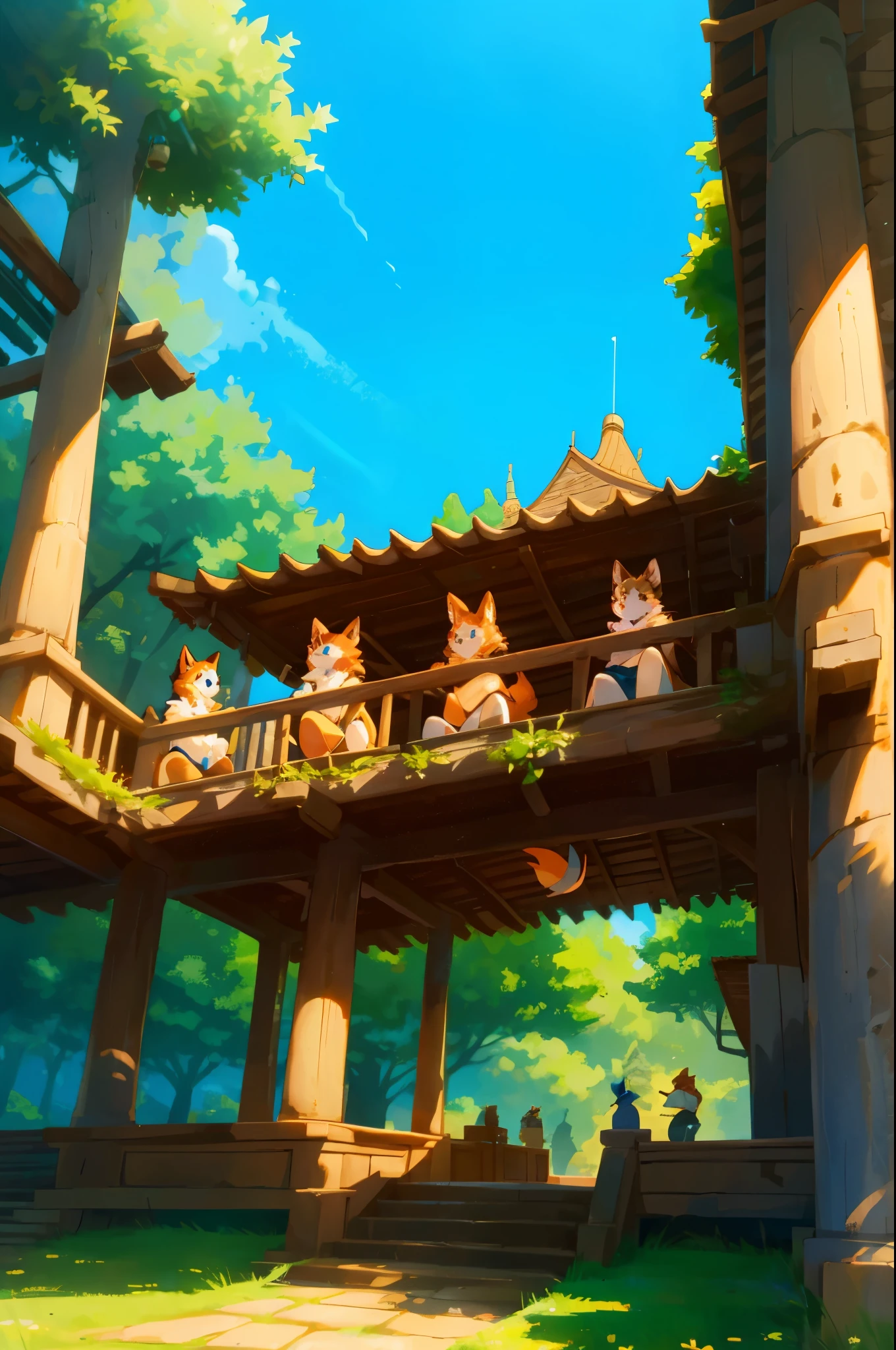 cover_page, super high resolution, detailed background, World Heritage Site, 6+boys, 6+girls, Happy, joyful, absurdres(Photos of solo travelers)(kemono, furry anthro),