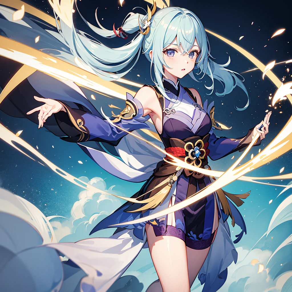Kazuha(Genshin&#39;s influence), calm look, gusts of wind,