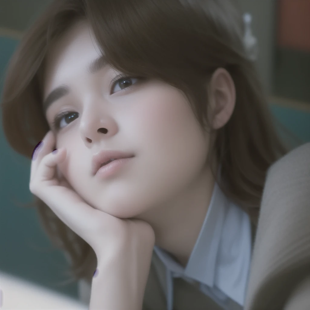best quality, masterpiece,  (realistic:1.2), 1 girl, brown hair, brown eyes,Front, detailed face, beautiful eyes