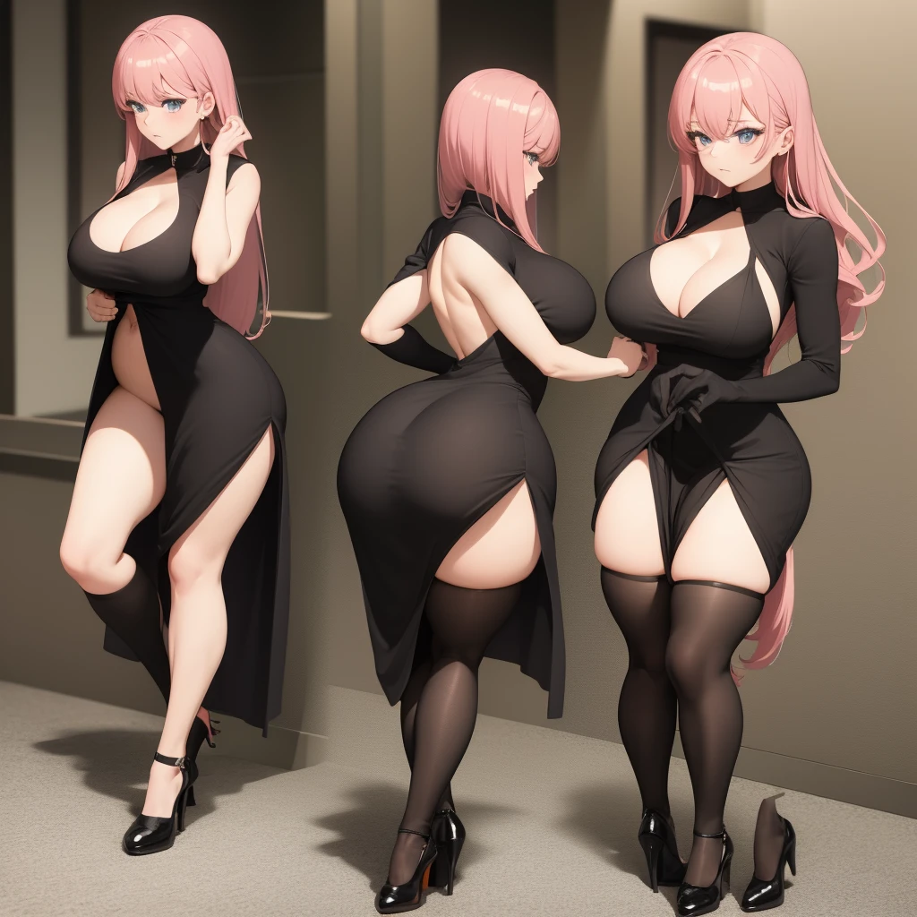 Hot anime giel with large and big ass and thighs in tight dress