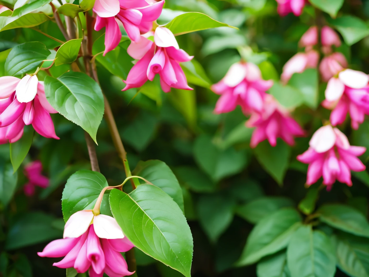 Pure fuchsia flowers on a blurred background