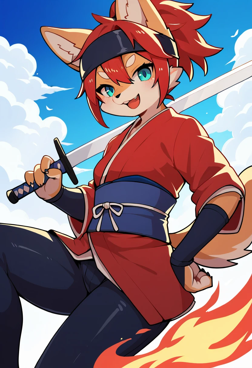 cover page, highres, top quality, best quality, paid reward available, unparalleled masterpiece, perfect artwork, absurdres, High-quality illustrations, super high resolution, detailed background, shuimobysim, perfect ??????? (furry, anthro, kemono, solo focus, Japanese kimono, ninja, samurai, sword with blue flames, battle duels),