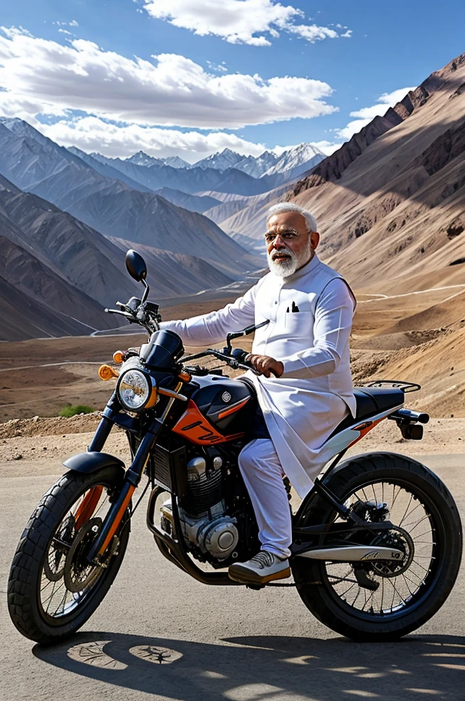 Pm modi in Ladakh with bike
