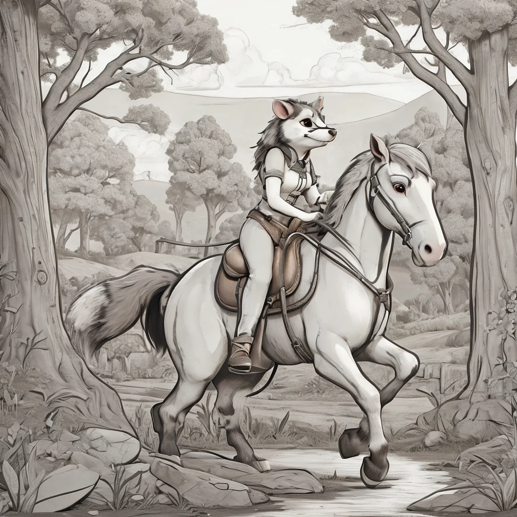 I want a possum pretending to be riding a horse, the images are an example