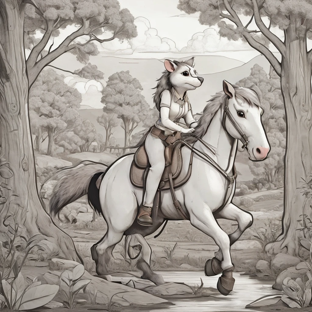 I want a possum pretending to be riding a horse, the images are an example