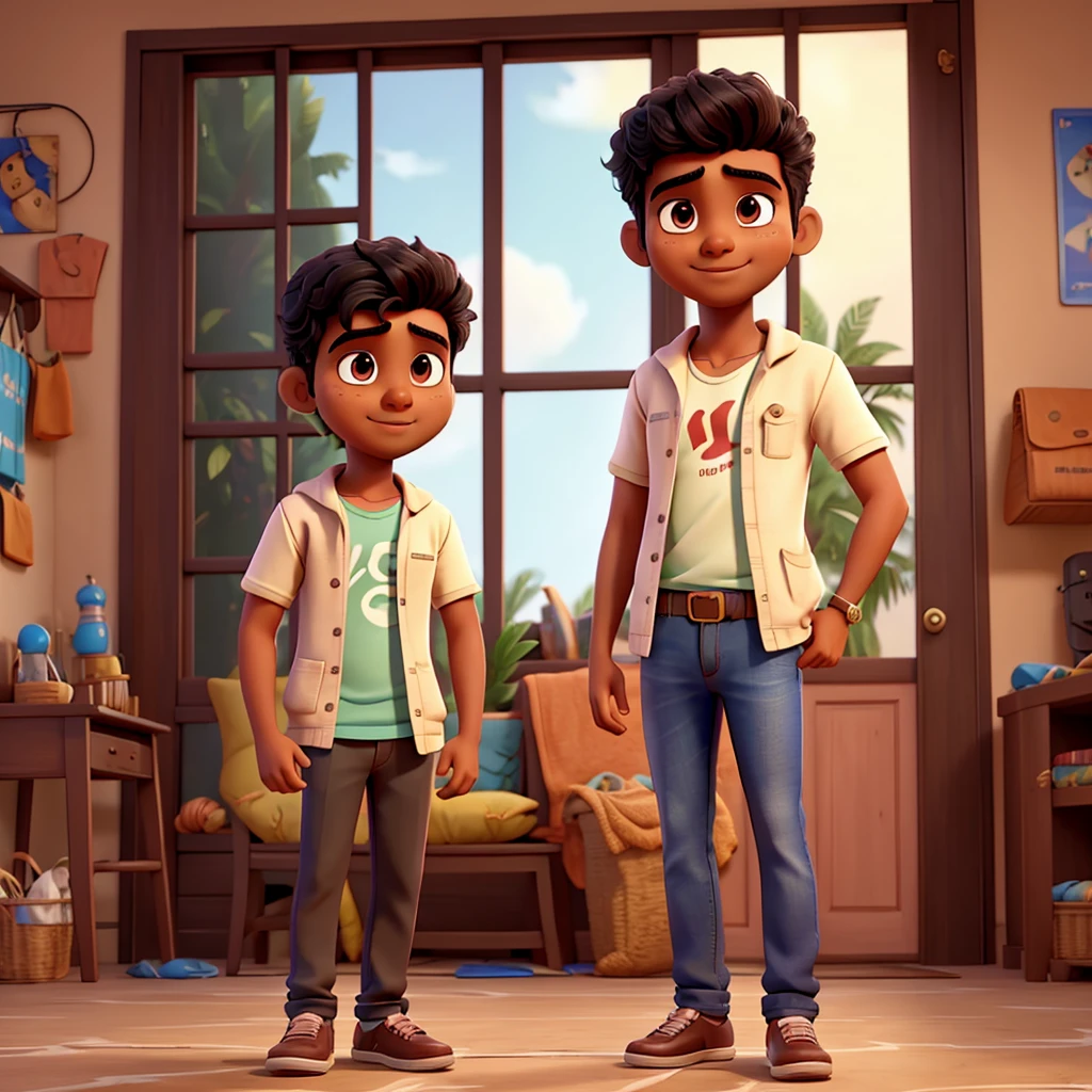 young Tamil man in his early 20s, Tamil movie hero in Pixar style