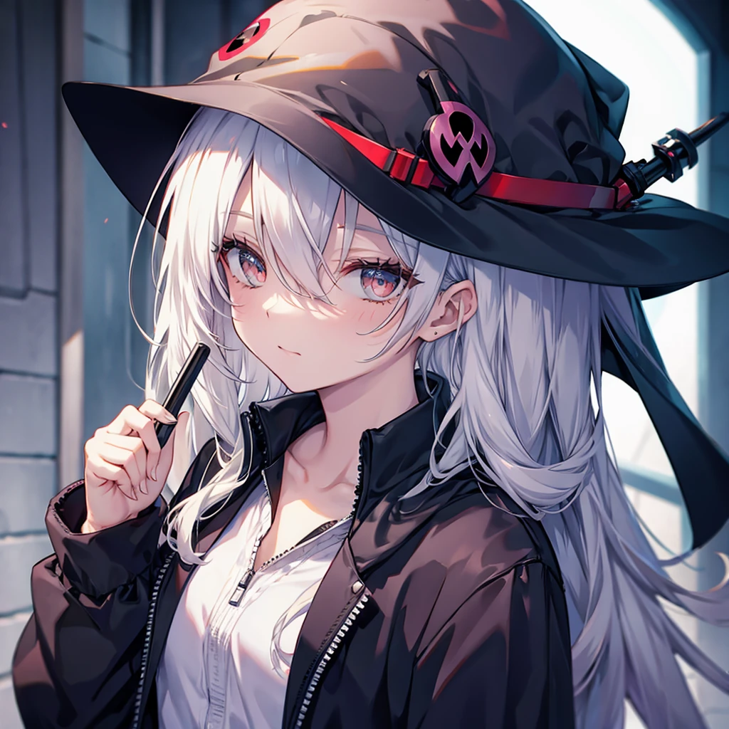 (((Grim Reaper's Scythe))) (((Gray Hair Short Hair blue eyes girl))),((night full moon My own big wings)),(Wearing a hood Black camisole Purple light), A tense look Shining Background Shining Edge