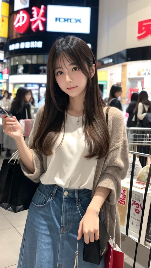 Japanese、26 years old、long hair、shopping、clear、Angle up