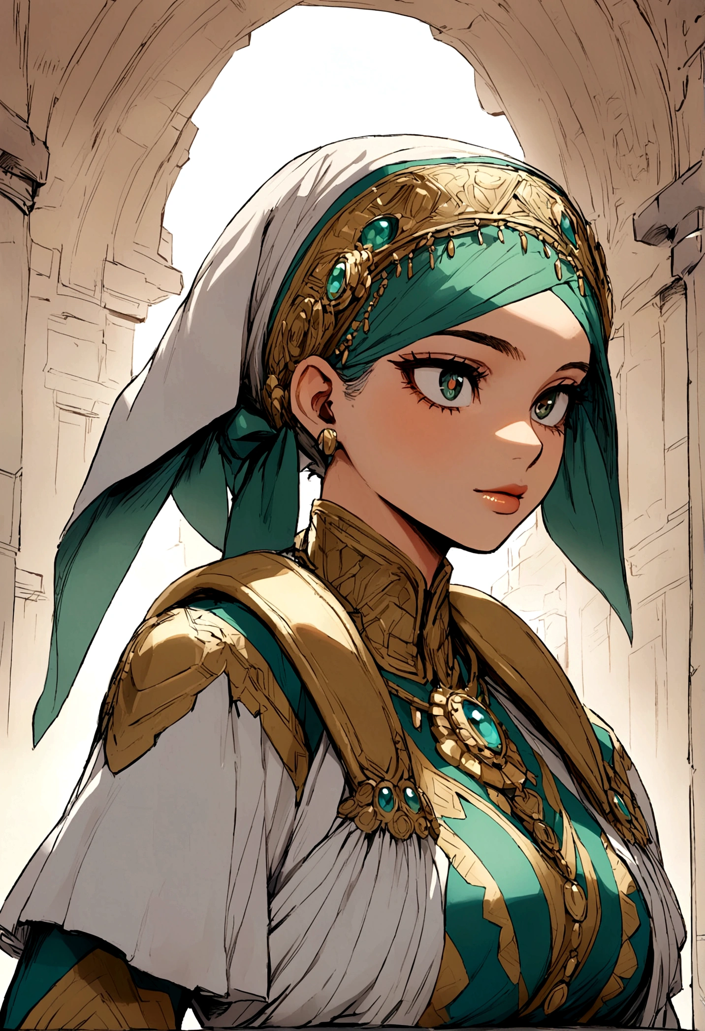 My hero academia female hero who can see the future wearing jewelry and a headscarf