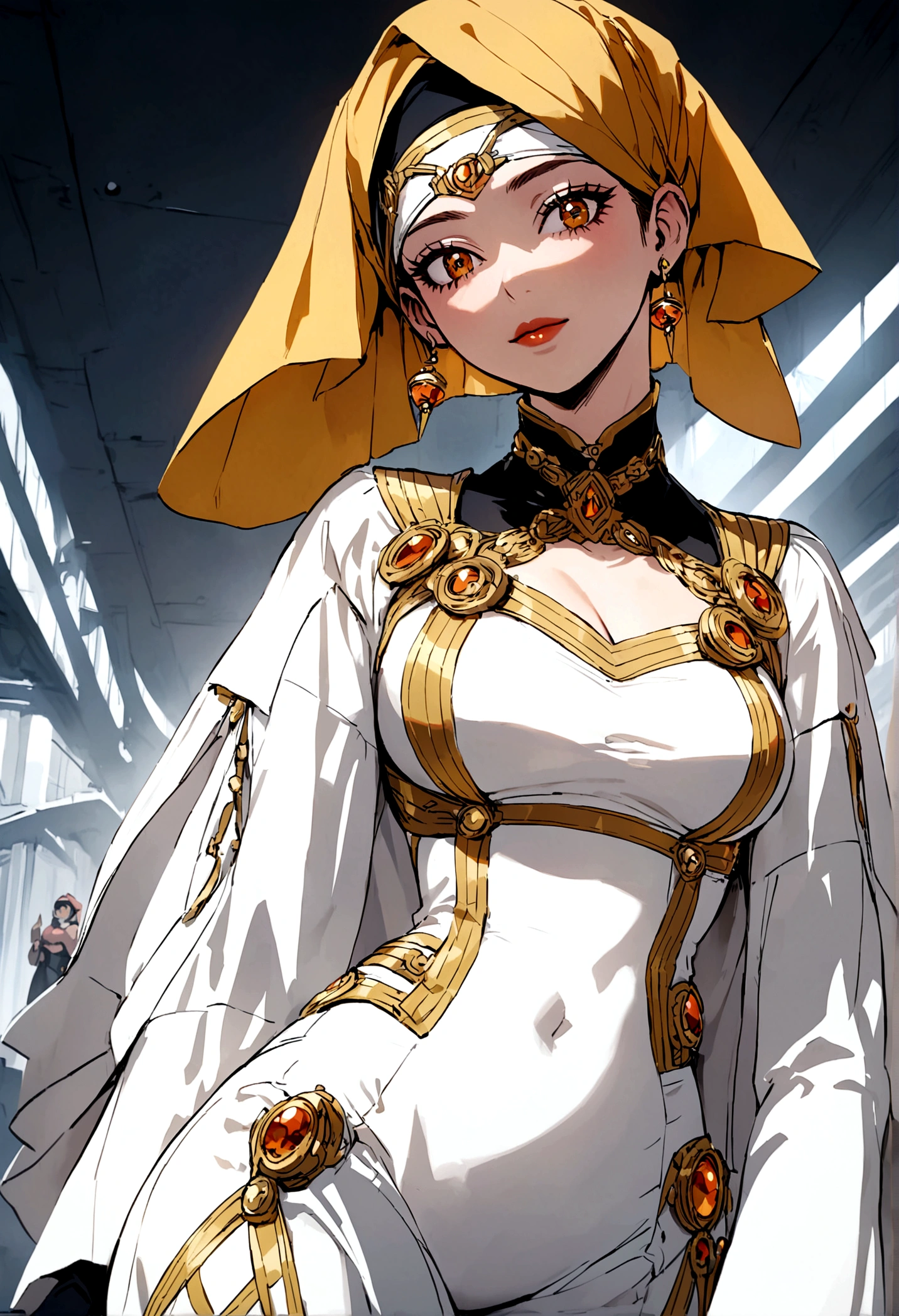 My hero academia female hero who can see the future wearing jewelry and a headscarf