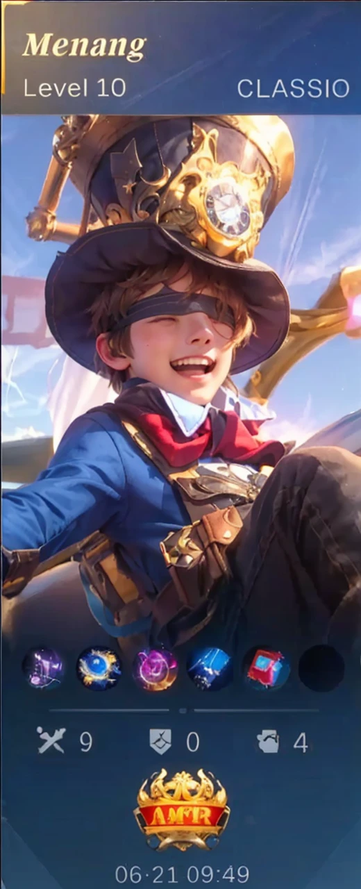 make him look like a  boy who is laughing by wearing a hat and blindfold as in the photo with very high resolution, namely 4k and ultra hd