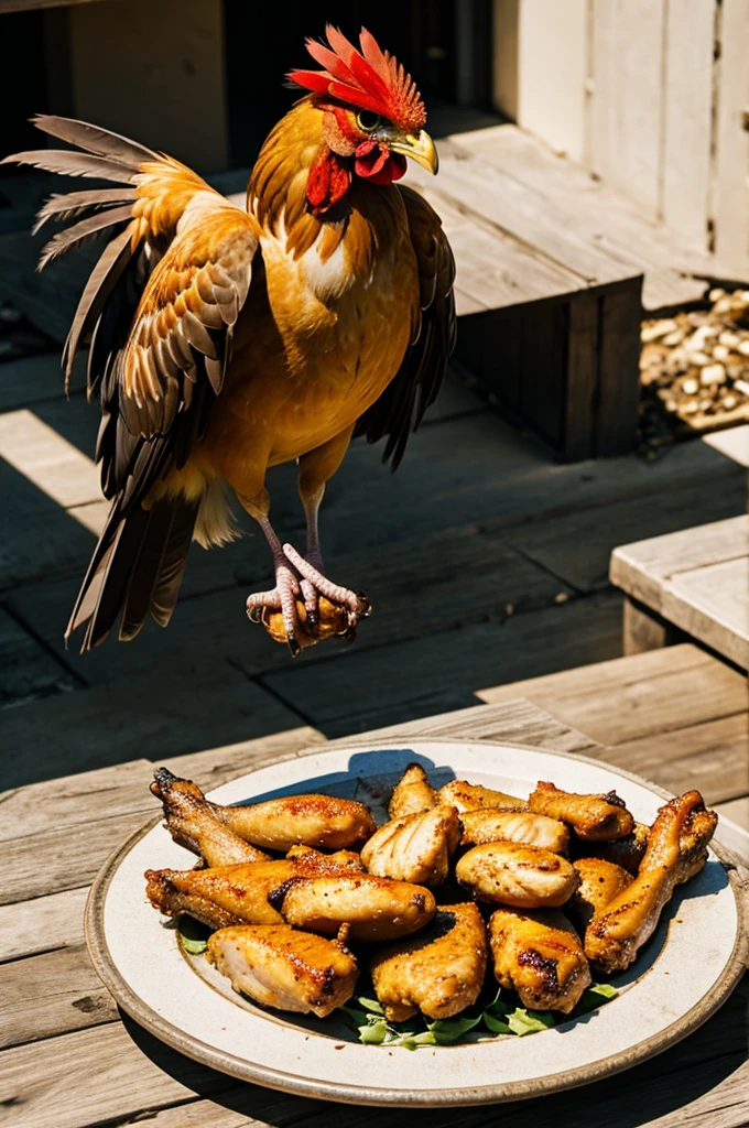 Phoenix bird eating chicken wings