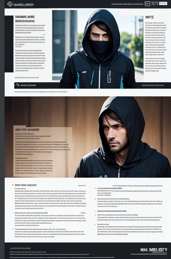 Animated but realistic professional flyer with a hacker without showing his face, with the highlight phrase "gentle life" and just below the text "my name is my reference"