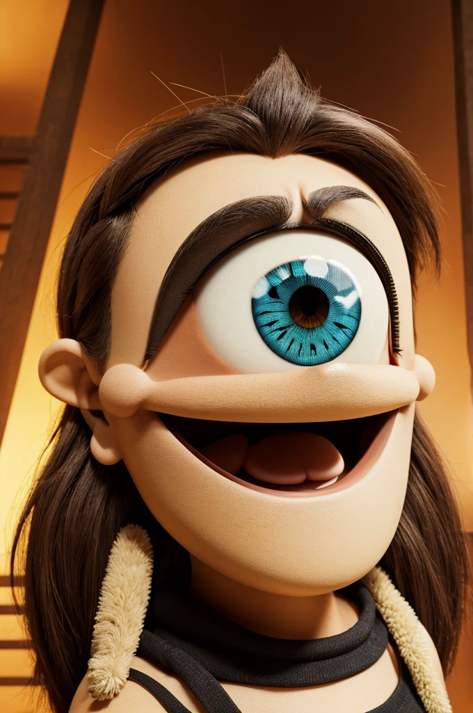 Cartoon image had and Big big eye and body is smile and face smily and stubborn is big and Square 