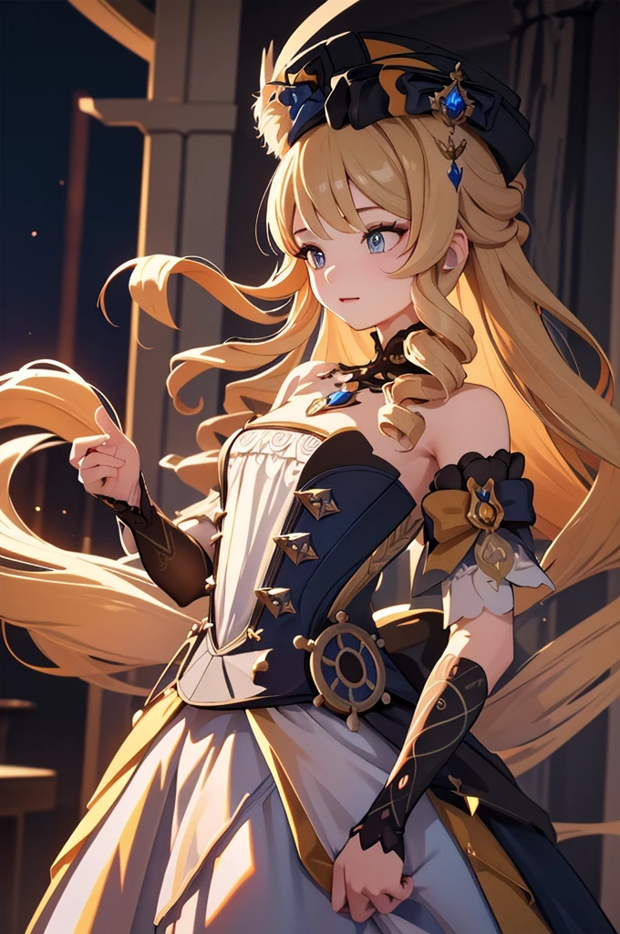 masterpiece、Highest quality、Ultra-detailed、Beautiful lighting、[[Thin fingers and hands:0.55]::0.85],(finger details)、bionde、White Dress、noble、palace、[[White Dress:2]]、(Dense curl roll)