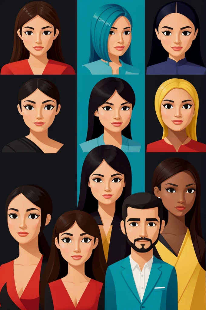 Create avatars that represent five women and one man 