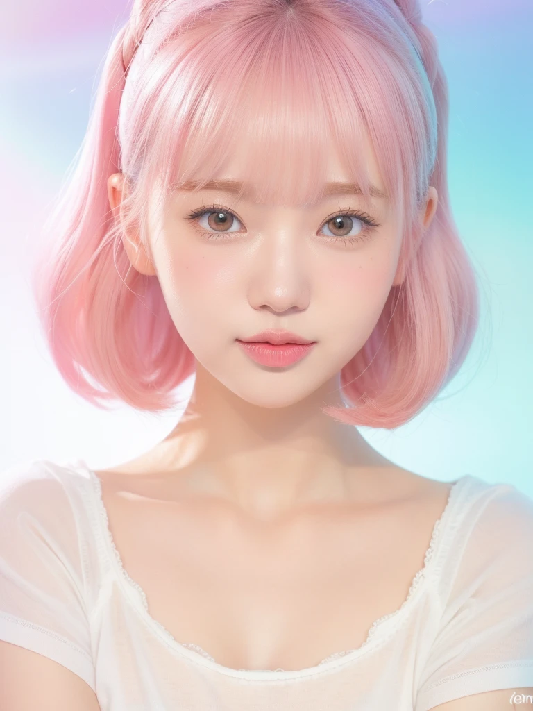 cute , pink lips, Wear a bright white shirt., In the style of the soft Aurora Punk color palette., anime illustration of her face, Animated GIFs, hand drawn animation, Charming sketches, soft and bright, romantic mist, Superplane style, White background-air 1:1--Nichi 5--Expressive style 