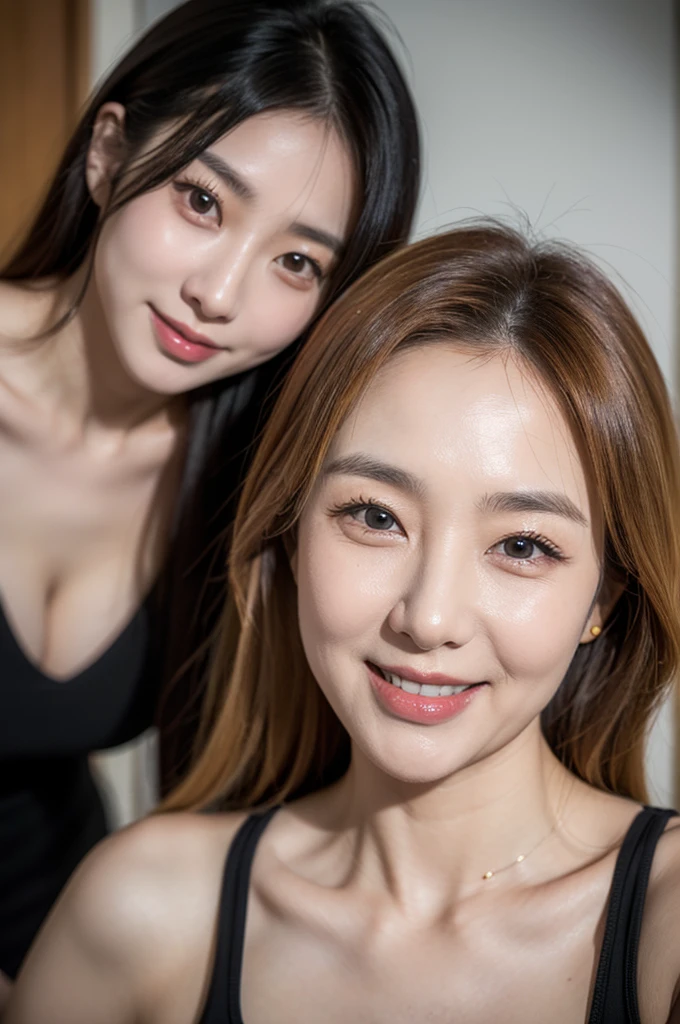 old man and Korean young woman, 1girl,1oldman,couple,Age difference, Age difference,realistic,8k,highres,perfect face,perfect eyes,perfect body,ultra detailed face,looking at viewer ,cleavage,standing,smiling