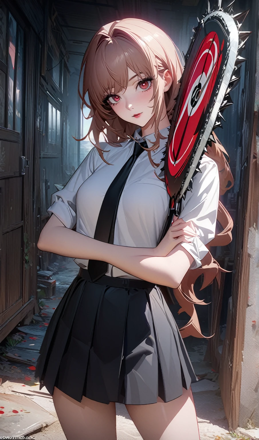 Cuts,Cuts Chainsaw Man,1girl, 独奏,Anime girl in a short skirt and tie posing for a photo, Attractive anime girl, Gu Weiss, female anime character, Kushat Krenz Key Women in Art, Yandere. High target, Gu Weiss on artstation pixiv, Animated visual of a young woman, Gu Weiss on pixiv artstation, Smooth anime CG art, Anime cute art style