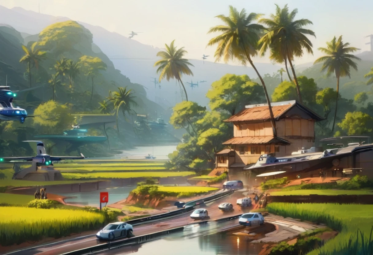 Cyberpunk,Future air traffic,Future Water and Land Transportation,