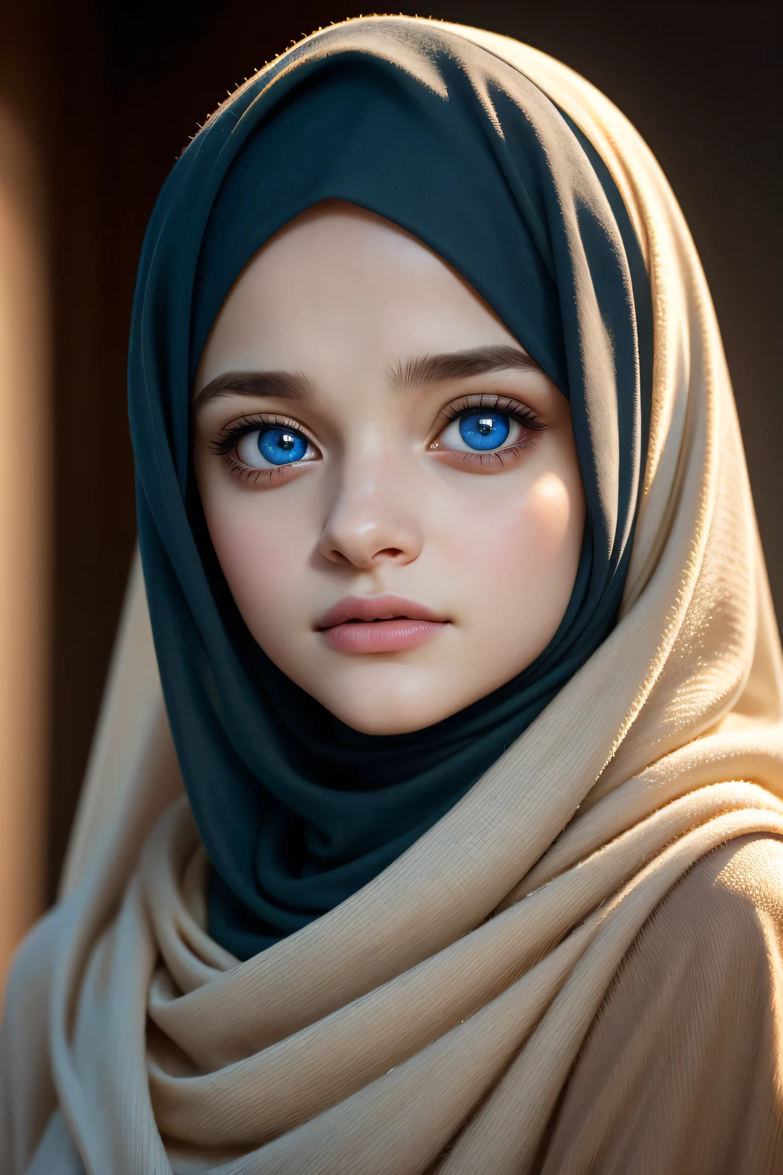 Joey King, wearing hijab . Medium body shot,professionally retouched, soft lighting, realistic, smooth face, perfect eyes, sharp focus on eyes, 8 k, high definition, insanely detailed, intricate, elegant. in a natural background.