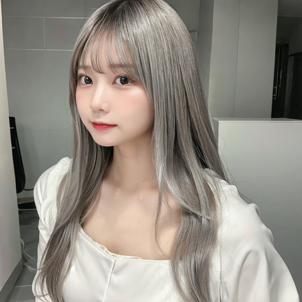 whiteroom, 1 person, Japanese woman, H~I cup, silver ratio, cute, middle block hair, babyface, erotic, 24yo,
