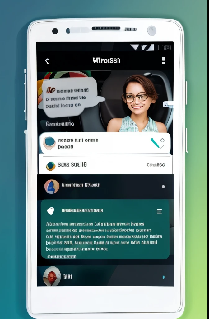 Create an image of a cell phone that is inside WhatsApp by seeing the group icon that is a man and five women