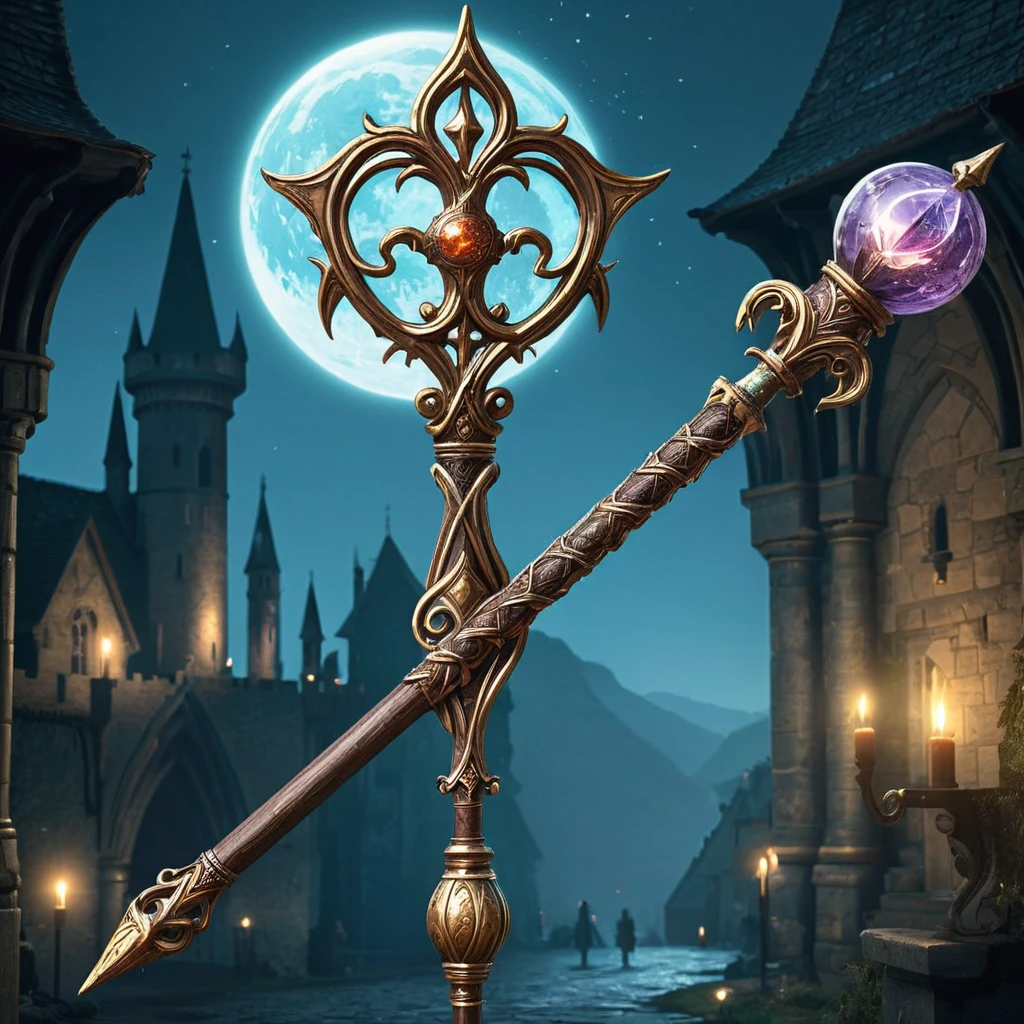 medieval fantasy magical staff