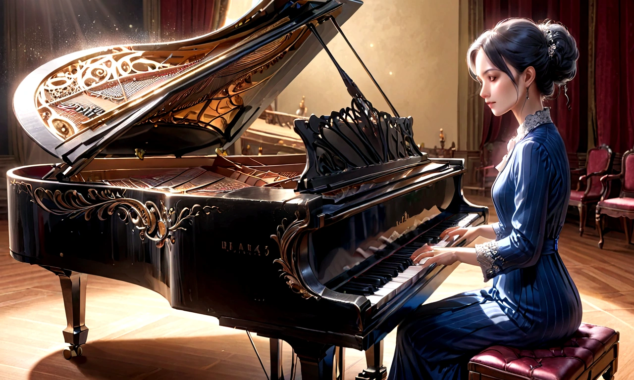 A 40-year-old woman playing the piano