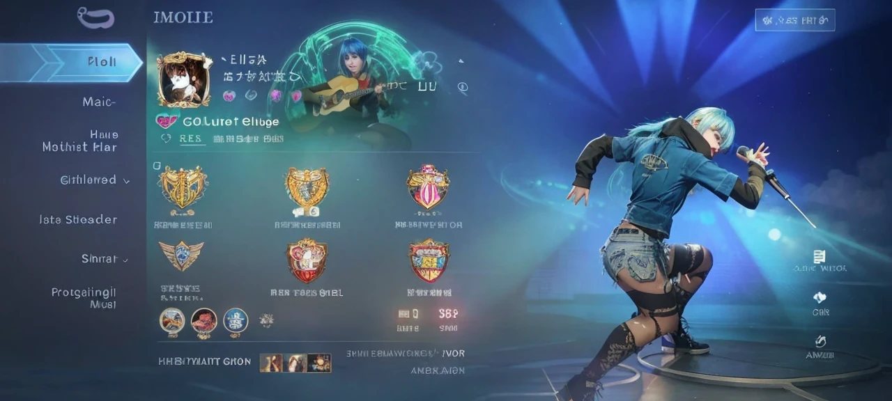 ((best quality)), photorealistic, photorealism, Photorealistic, high resolution, ((Wearing t shirt, short pants))、smile、A superb beauty、Super cute、ennui、Rare beauty、Very Short hair、Black Dark Eyeshadow、Sad、white skin、pale skin, Very short hair layered、Cute Makeup、Cute Smile、Fragrant beauty、Music studio background、Mastepiece、Best Quality、Refers to 5 books、Sweat glistening on my chest、Sweat glistening on my face、Medium breasts、Blue hair、Age 20 years old、Mysterious look、A sad expression、Blue Hair、Glamorous music studio、Sweating profusely all over the body、Plenty of sweat glistening on the thighs、A large amount of sweat glistens on my thighs、Sweating profusely、Gal、Medium breasts、Beautiful face、Alluring expression、Sitting、Sitting playing guitar、Thick thighs、Playing guitar、I have a guitar、Sing a song enthusiastically、Playing guitar in a band、Rock band、Playing guitar chords、Live House Background、Sing a song、Open your mouth、Live house scenery、Glamorous live stage、Dynamic Angle