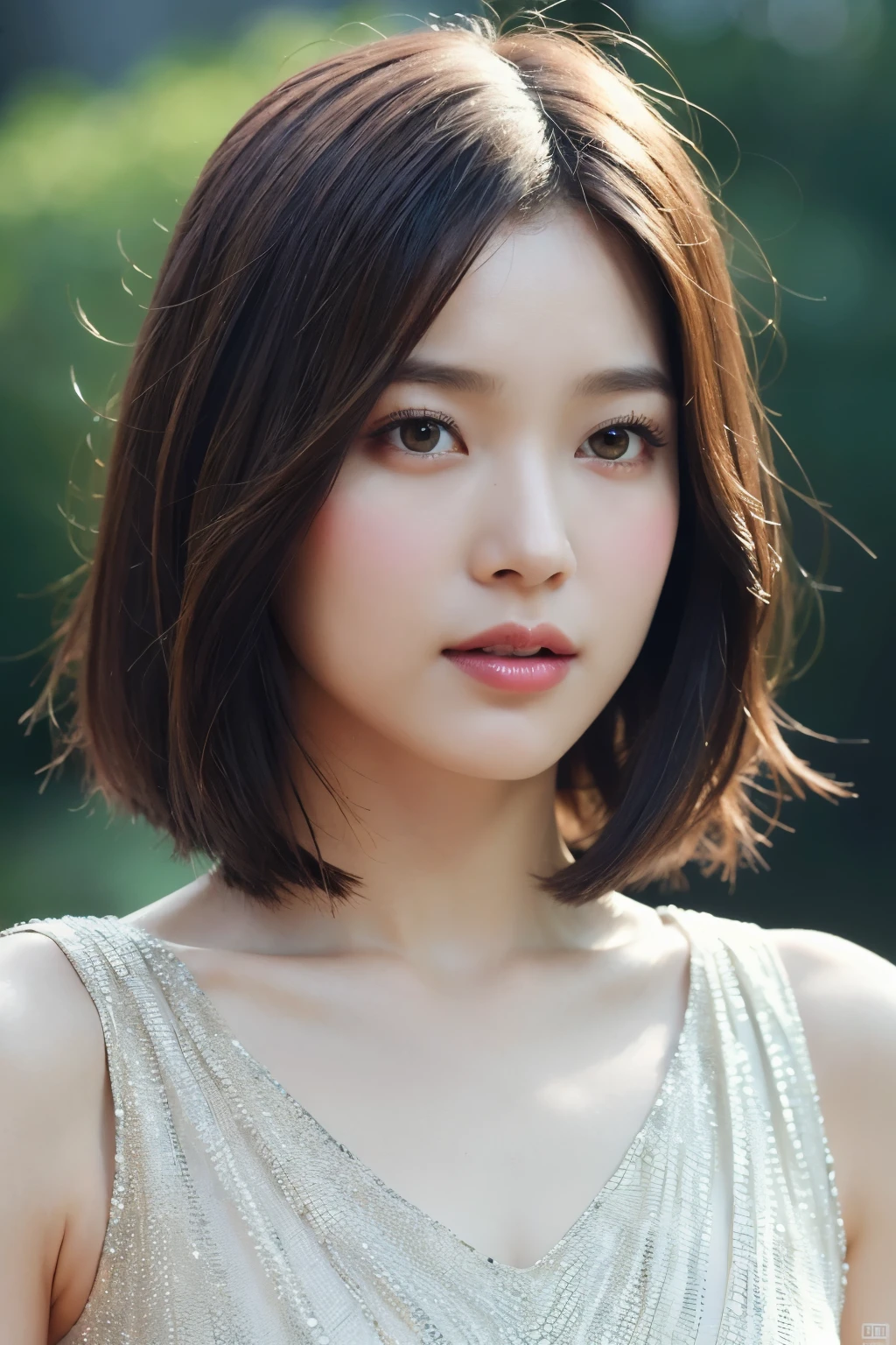 best quality, masterpiece, high resolution, 1girl, beautiful and perfect face, bob cut, maxi dress, intricate detailed, cinematic feel, 8k, extremely detailed