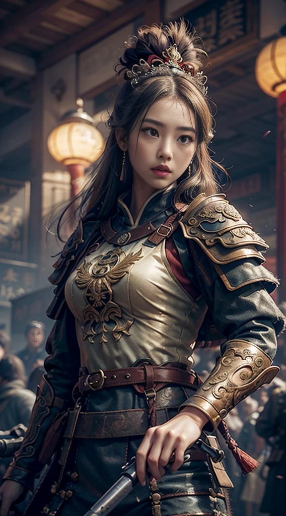 Chinese sneering girl，perfect pretty face，Fair and translucent facial features，seven-part shooting，（Oriental ancient battlefield：1.2），（holding a weapon in hand：1.2），Vampire Fangs，Ultimate picture quality，CG unified 8k，Ultra-delicate，blur background，Full depth of field，HDR high dynamic，True restoration，Exquisite，Attention to detail，Perfect presentation of Midway’s artistic style。 Finely textured skin，Super details，high detail，high quality，Winning，best quality，high resolution，1080P，16K，832k， HD