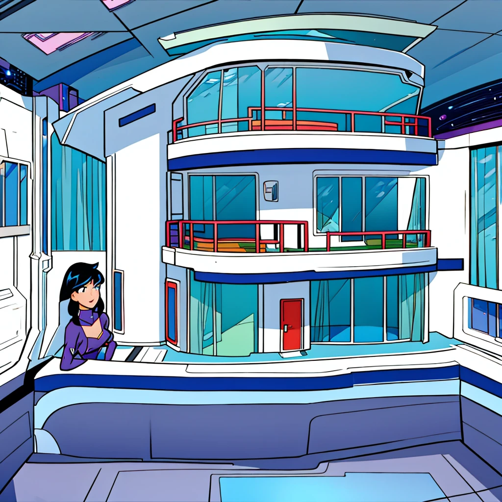 Gentle and loving space age house wife in Futuristic house