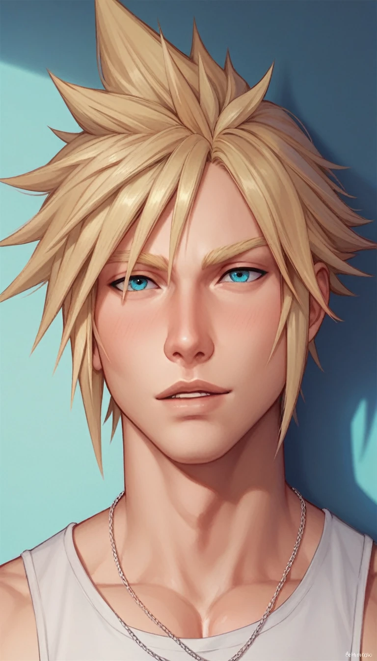 best quality, masterpiece, final fantasy 7 cloud strife, in mako reactor, sexy, gay, homoerotic, best view, no watermark, no logo, no signature