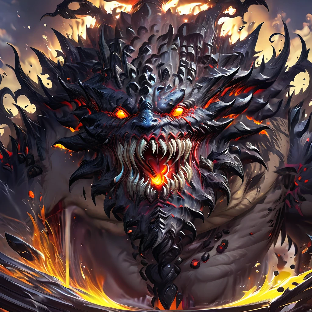 anime character with fire eyes and a devil like face, Full Art, From Hearthstone, Hearthstone card art, Collectible Card Art, Hearthstone card game artwork. ”, Hearthstone card artwork, Hearthstone Art, Burning hell, Mana Art, Official Splash Art, fire devil, Hearthstone-inspired art, Goblins, in Hearthstone Art style, devil, Hearthstone Artwork, evil, Prickly skin, Deep in the forest, Giant creatures, Creepy, Open your mouth wide