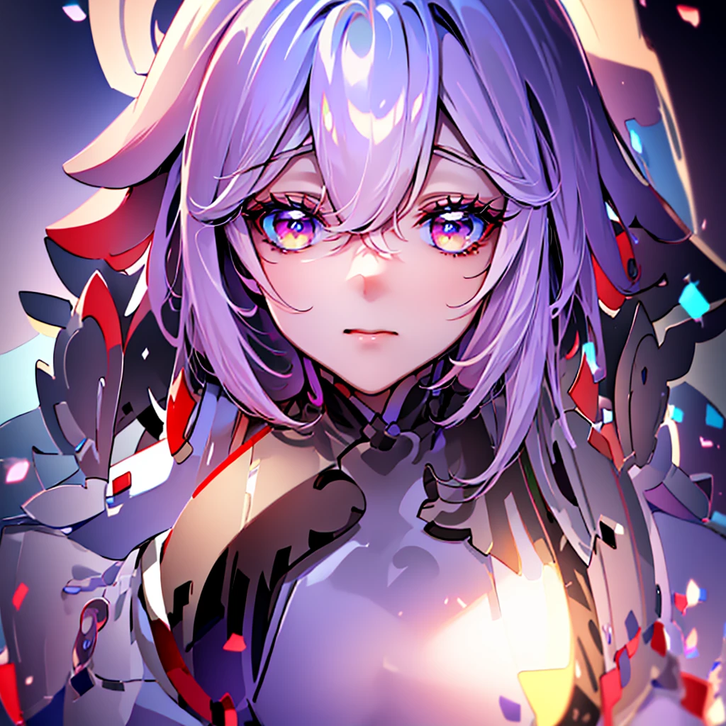 {{masterpiece}}, best quality, extremely detailed CG unity 8k wallpaper, cinematic lighting, lens flare, beautiful detail eyes, black, side glance, multicolor short blonde hair, colorful light, particles, heterochromia, (colorful:1.5), (colorful hair:1.5), Wears white bikini, rooftop background,