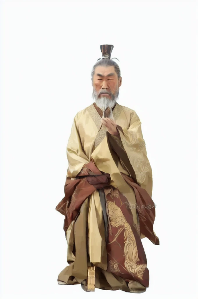 Portrait，A bearded man、Taoist priest, Taoism, Inspired by Wu Daozi, gujian, 中国Taoist priest, Wearing Chinese clothing, Beautiful images, Old Man, f strokes his beard with one hand，