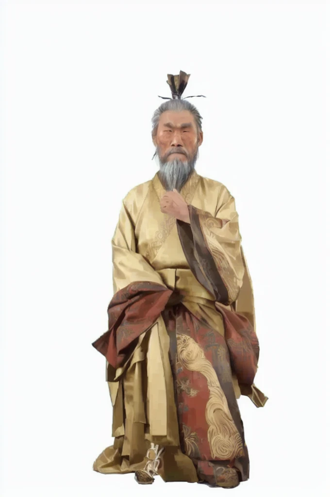 Portrait，A bearded man、Taoist priest, Taoism, Inspired by Wu Daozi, gujian, 中国Taoist priest, Wearing Chinese clothing, Beautiful images, Old Man, f strokes his beard with one hand，