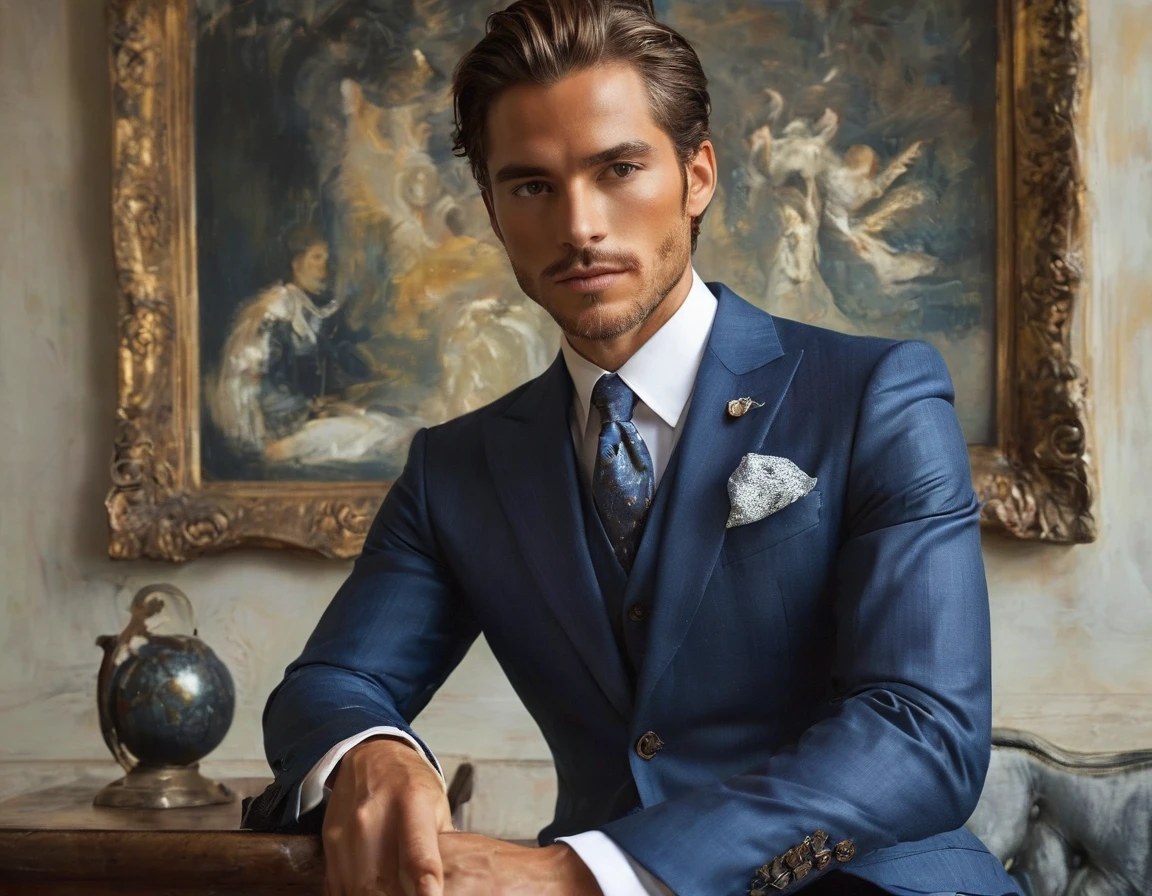 masterpiece , best quality , man , suit