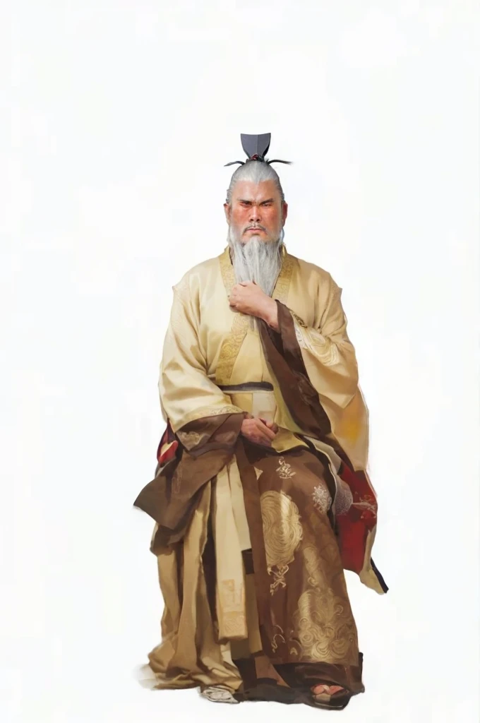 One has a white beard、Close-up of a man in a golden robe, Taoist priest, Inspired by Wu Daozi, Inspired by Hu Zaobin, Taoism大师, Taoist robe, Taoism, inspired by Cao Zhibai, white Taoism robes, Inspired by Dong Yuan, inspired by Guan Daosheng, chi-gong