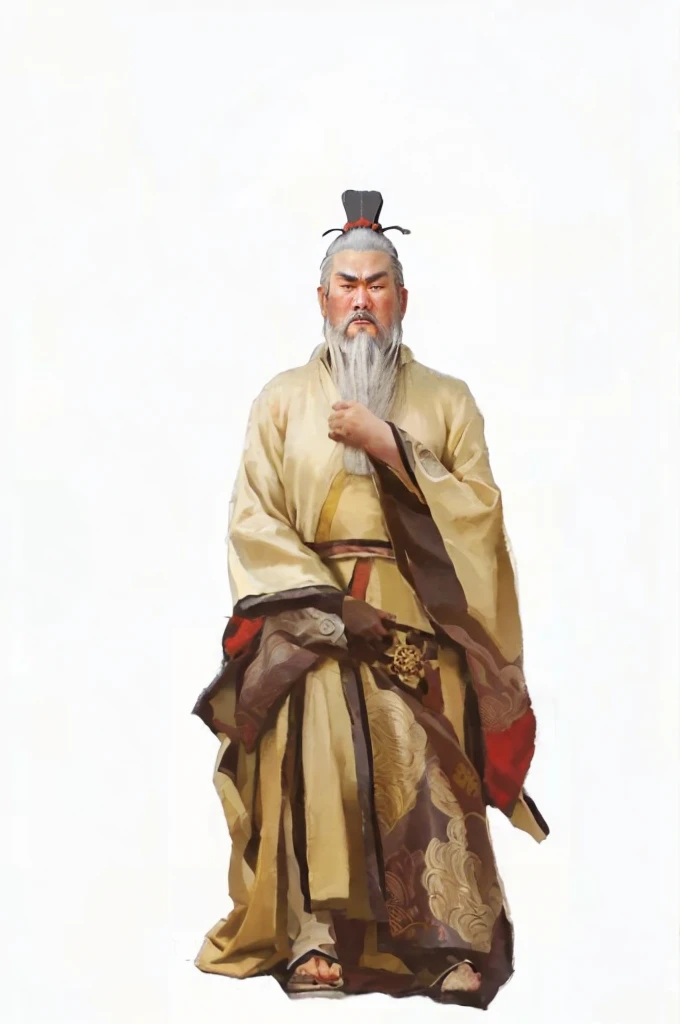 One has a white beard、Close-up of a man in a golden robe, Taoist priest, Inspired by Wu Daozi, Inspired by Hu Zaobin, Taoism大师, Taoist robe, Taoism, inspired by Cao Zhibai, white Taoism robes, Inspired by Dong Yuan, inspired by Guan Daosheng, chi-gong