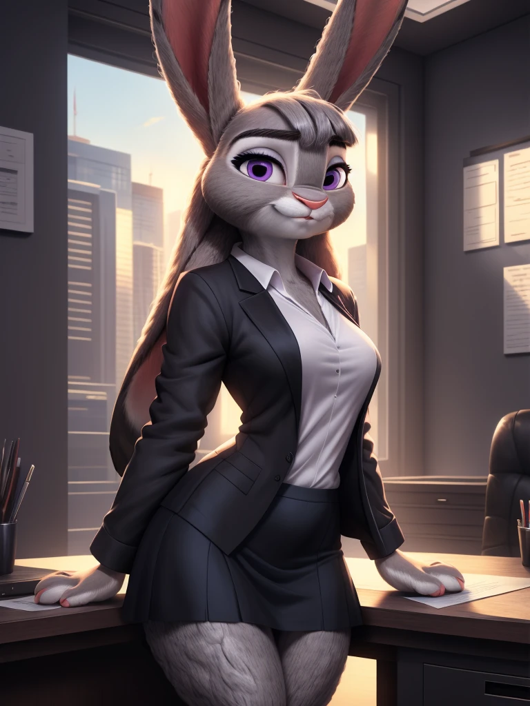 best quality,
masterpiece,
High quality
ultra-detailed
beautiful detailed,
hyper Realistic,
8k , 16k,
3D,
Portrait,
Looking at the audience,
detailed background,
background is an office,
(Face is JudyHopps:1.4),
((long straight hair)),
(see-through bangs:1.3),
beautiful eyes,
bright purple eyes,
(arched eyebrows:1.2),
(uplift eyebrows:1.1),
(rabbit ears:1.1),
(outfit is made of wool:1.4),
(((body is made of wool fabric)))
(((body is gray with fluffy and fluffy))),
(((skin is wool fabric with fluffy and fluffy))),
office lady is wearing suit,
((White blouse)),
((Black blazer jacket)),
((Black skirt)),
clothes made of cotton,
(solo:1.5),
(1 lady:1.5),
one character only
alone,
Perfect Anatomy