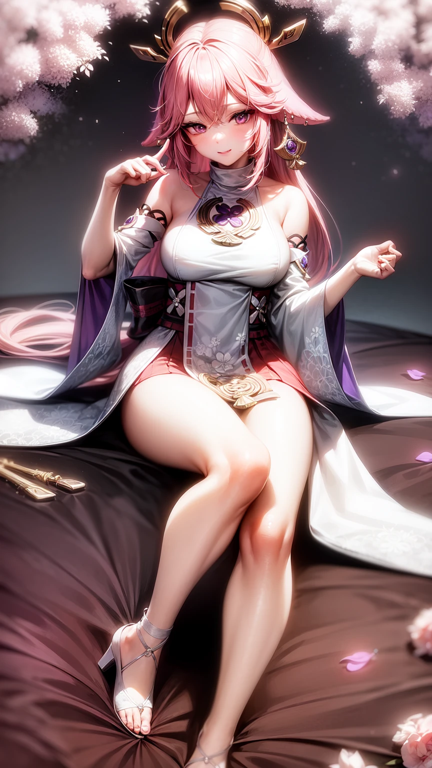 Yae Miko(purple eyes)(wedding dress)(hermosas piernas)