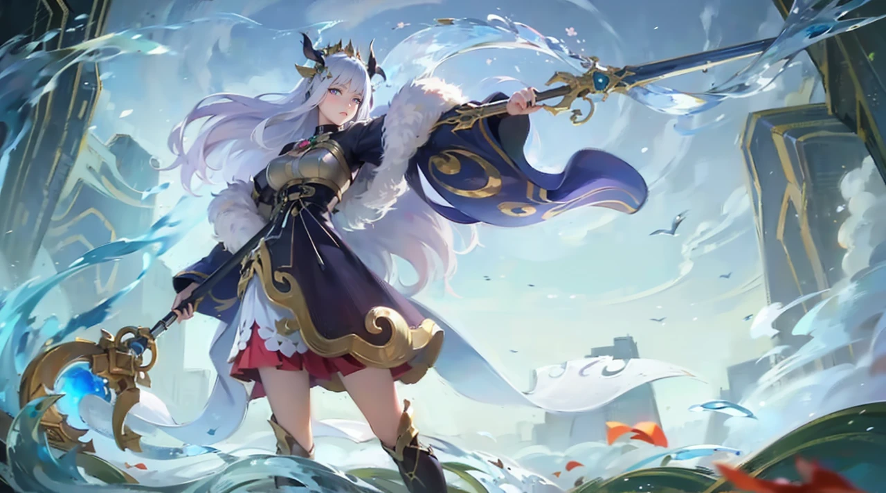 silver hair, long hair, ((wearing plain black shirt)), skirt, cherry blossom trees in background, absurdres, high res, ultrasharp, 8K, masterpiece, mature, detailed, sharp detailed green eyes, breast, height=170cm, aiming at viewer, stand, Arm at side