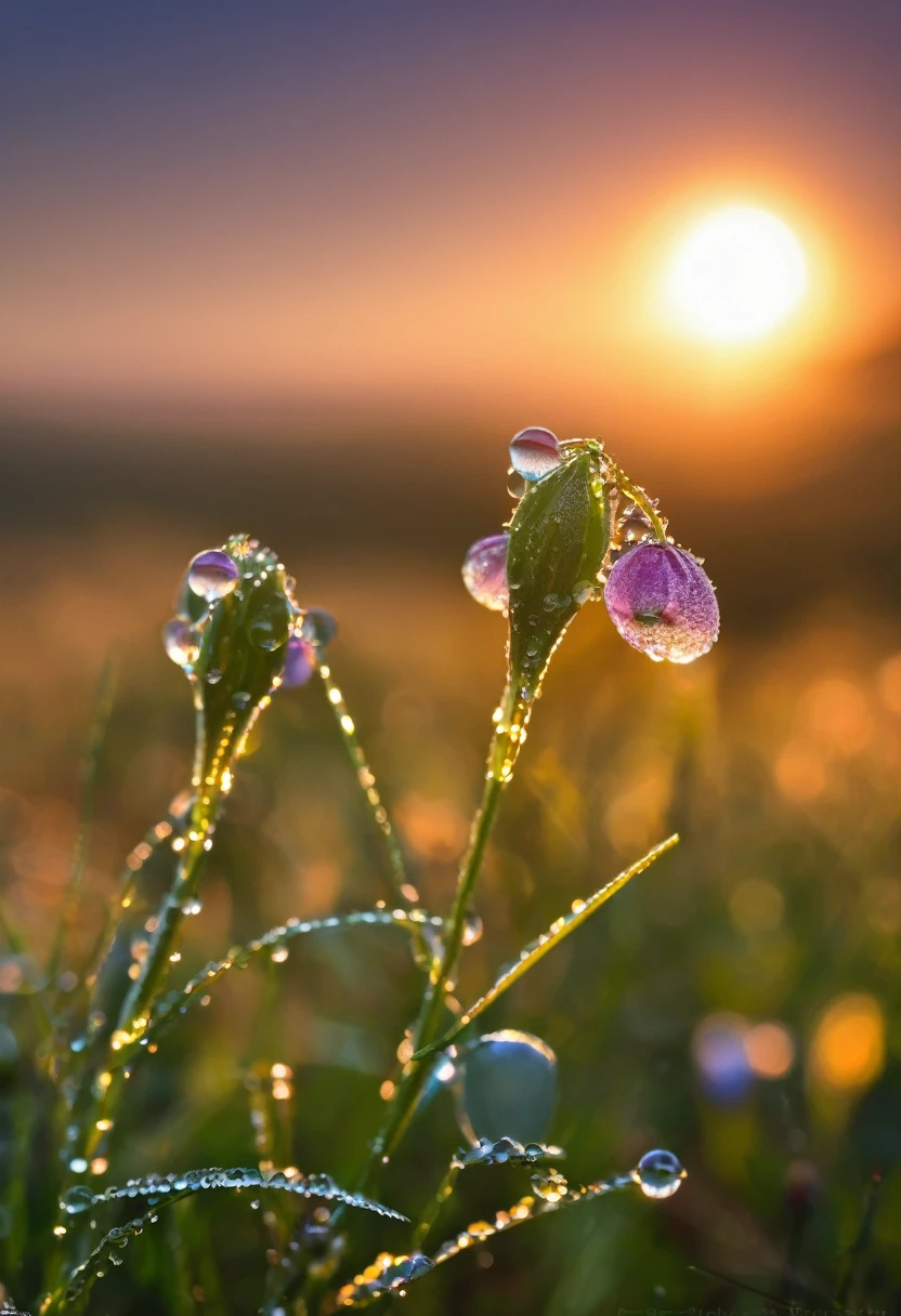 early morning，Dew on flowers，sunrise，Beautiful picture，HD Wallpapers