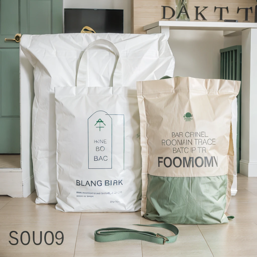 The bag was placed on the floor of the living room,Dark green hue,High saturation and low brightness